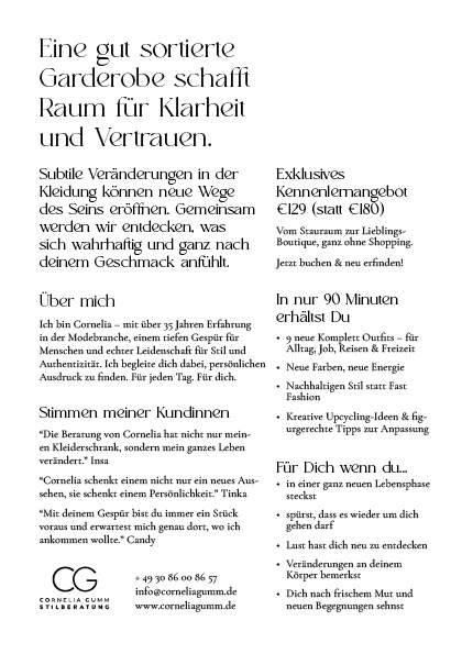 Flyer Rückseite Kleiderschrank Check